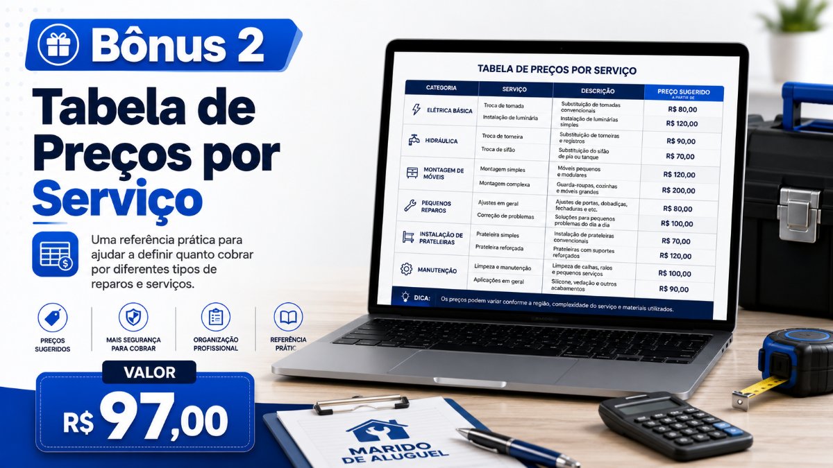 Bônus 2 - Tabela de Preços por Serviço